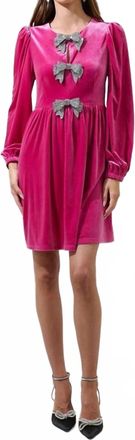 Sugarlips Stella Velvet Bow Mini Dress In Pink