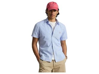 Polo Ralph Lauren Prepster Classic Fit Seersucker Shirt Mens Clothing Blue/White : 2XL, Cotton