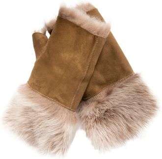 Infinity Leather Womens Shearling Mittens Fingerless Cuffs Toscana Suede Sheepskin Fur