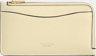 Coach Womens New York Zip Card Case - Beige Leather - One Size