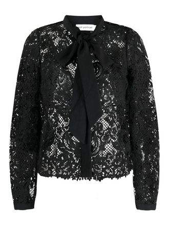 Self Portrait Lace pussy bow shirt