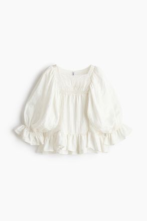 H&M Bluse mit Puff&auml;rmeln - Weiss