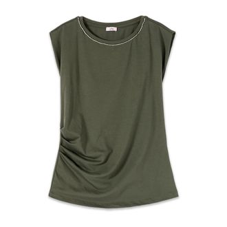 Oltre Top de punto con bordado joya - Tops - Mujer - Verde - 2XL