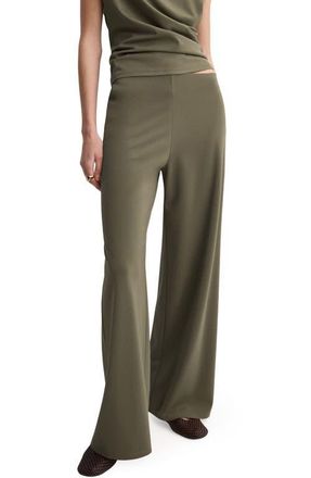 Mango Pull-On Straight Leg Pants in Khaki Green at Nordstrom, Size X-Small