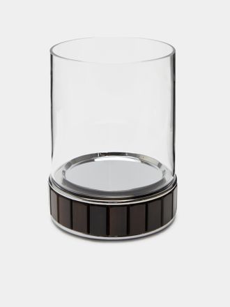 Lorenzi Milano Ebony and Glass Large Candle Holder