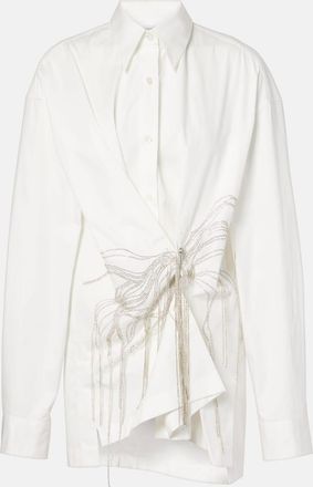 Dries Van Noten Embellished gathered cotton blouse