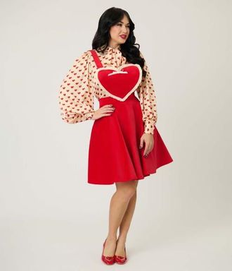 Unique Vintage Bib Pinafore Skirt in Red Solid at Nordstrom, Size X-Small