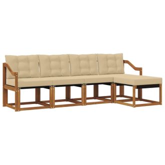 vidaXL Conjunto De Sof&aacute;s De Exterior Con Coj&iacute;n 5 Pcs Natural Y Beige Vidaxl