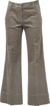 Ql2 Quelledue Straight-Leg Brown Pants with Ribbed Fabric and Seam Details