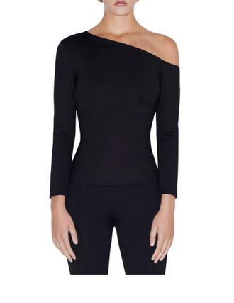 Rosetta Getty Long Sleeve Off The Shoulder Top In Parchment