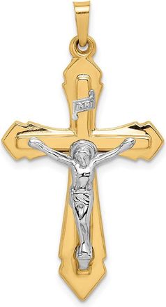 Diamond2Deal 14k Two-tone Gold Polished INRI Crucifix Pendant