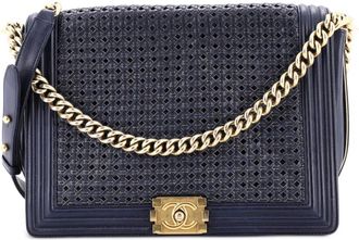 Chanel Boy Flap Bag Braided Sheepskin Large shoulder bag - Zwart