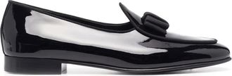 Edhen Milano bow detail loafers - men - Patent Leather/Leather/Leather - 39 - Black