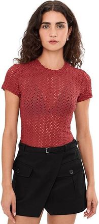 AllSaints Karma Stevie T-Shirts Womens Clothing Crimson Red : UK 14 (US Womens 10), Cotton/Elastane/Polyester