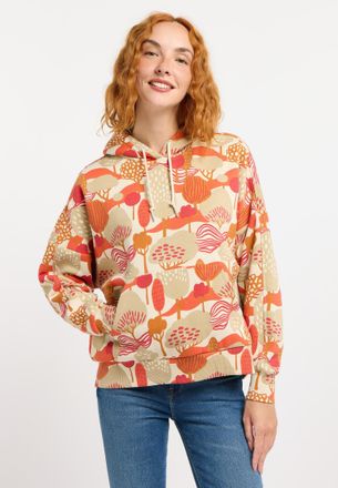 Ragwear Kapuzensweatshirt RAGWEAR PIRITA PRINT, Damen, Gr. XXL, ecru, Sweatware, Obermaterial: 70% Baumwolle, 30% Polyester, bedruckt, gemustert, normal, Rund