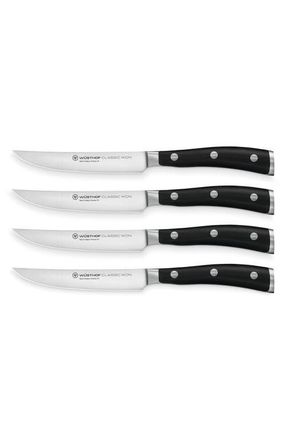 W&uuml;sthof Classic Ikon 4-Piece Steak Knife Set in Black at Nordstrom