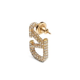 Valentino Garavani Crystal-Embellished VLogo Earrings - Gold