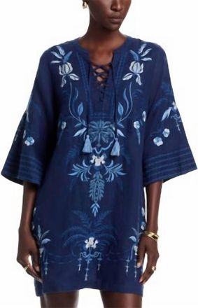 Johnny Was Paulinna Tie Front Kimono Dress In Blue Night