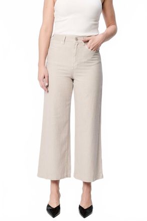 Dear John Denim Audrey High Rise Clean Hem Linen Blend Pants In Stone
