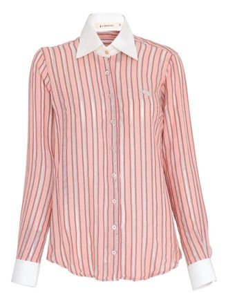 Lethicia Bronstein striped embroidered shirt - Pink