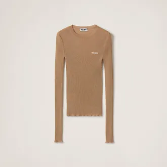 Miu Miu Cashmere And Silk Sweater, Woman, Camel Brown, Size 36