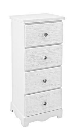 Konte Design C&oacute;moda de madera blanca y 4 cajones efecto decapado 31,5x26x80 cm