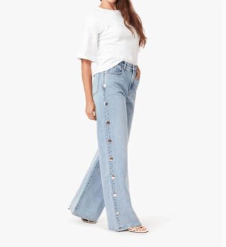 Habitual Womens Gemma Studded Wide Leg Slouch Pants In Denim Blue