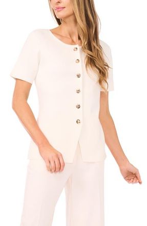 Ted Baker Gail Longline Split Hem Button-Up Shirt in New Ivory at Nordstrom, Size X-Small