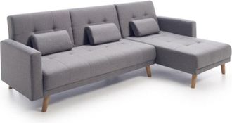 Home Heavenly Home Heavenly - Sof&aacute; Chaise Longue Convertible En Cama Abu, M&oacute;dulo Reversible, Tapizado En Tela Gris Jaspeada, 263 Cm Ancho. Color: Gris