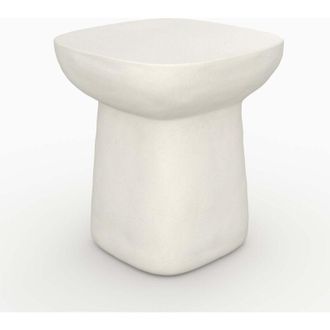 Rendez-Vous D&eacute;co Rendez-vous D&eacute;co - Mesa Auxiliar Cuadrada Redondeada De Hormig&oacute;n Blanco - Samui