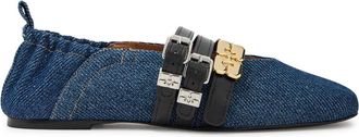 Ganni Multi-strap Chambray Ballet Flats - Denim - 41 (IT41/ UK8)