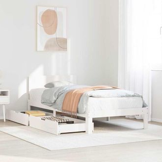 vidaXL Estructura Cama Con Cajones Madera Maciza Pino Blanco 100x200cm Vidaxl