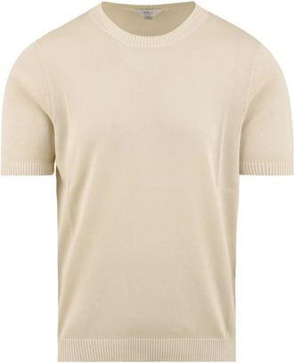 Malo Shaved Trui met Korte Mouwen en Ronde Hals - Heren - Ronde hals truien - Beige - XL - Katoen - Truien & Vesten