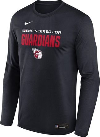 Nike Cleveland Guardians Authentic Collection Team Issue Nike Mens Dri-FIT MLB Long-Sleeve T-Shirt in Blue | 02TJ4FAGUA-JE6