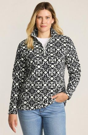 Lands End Anyweather Fleece Quarter Zip Pullover in Ivory/black Snowflake at Nordstrom, Size X-Small P