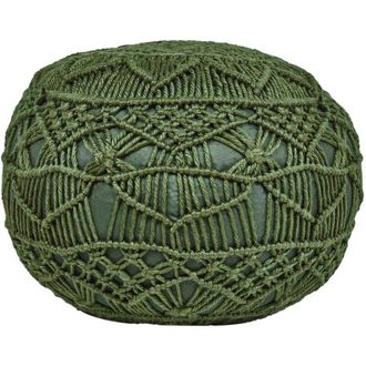 Beliani Pouf da esterno intrecciato a mano Ottoman in materiale sintetico Accessori da giardino 50 x 50 cm Verde Aadhi