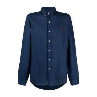 Polo Ralph Lauren Casual Shirts, male, Blue, Size: 2XL Blue Linen Casual Shirt