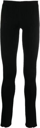 Barrow Zwarte Geribbelde Skinny Fit Broek - Dames - Leggings - Zwart - M - Polyester - Broeken
