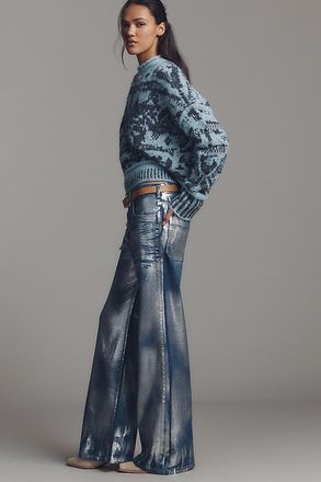 Pilcro The Rylan Metallic Relaxed High-Rise Flare Jeans by Pilcro
