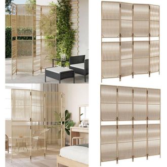 vidaXL Divisorio per Ambienti a 4 Pannelli Beige in Polyrattan - Divisore in polyrattan - Divisore in acciaio