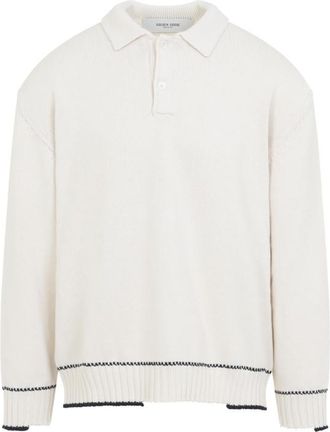 Golden Goose White Knit Polo Sweater