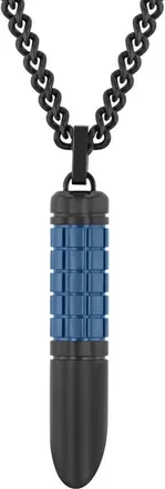 Robert Alton Stainless Steel Black & Blue Finish with Groove Design Skinny Vertical Pendant