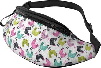 Generic Bohemian Colorful Cute Chicken Chest Bag Waist Bag Fashion Bumbags For Running Sport Outdoors 14X35Cm