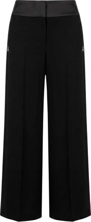 Patrizia Pepe Color-block Palazzo Broek - Dames - Wijde Broeken - Zwart - S - Polyester - Broeken