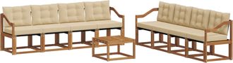 vidaXL Conjunto De Sof&aacute;s De Exterior 9 Uds. Natural Y Beige Vidaxl