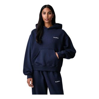 Sporty & Rich Felpa con cappuccio Serif Logo - - Sweatshirts & Hoodies - Donna - Blu - L