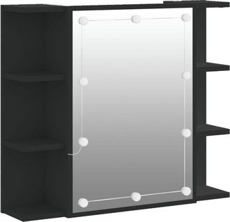 vidaXL Mueble con espejo y led negro 70x16,5x60 cm Vidaxl