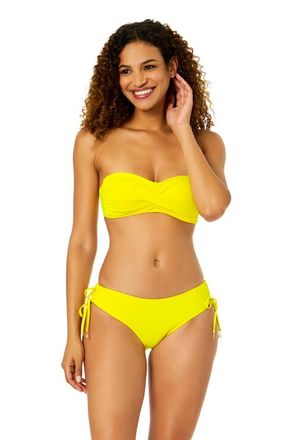 Anne Cole Womens Live In Color Solid Twist Bandeau Bikini Top in Lemon at Nordstrom, Size X-Large