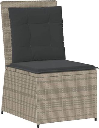 vidaXL Sill&oacute;n Reclinable De Jard&iacute;n Con Cojines Rat&aacute;n Sint&eacute;tico Gris Vidaxl