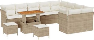 vidaXL Vidaxl - Garden Sofa Set Height-Adjustable 12 pcs Beige Poly Rattan